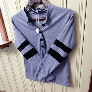 BeGlam Grey Jersey Knit Polo, Size Small